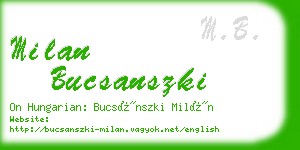 milan bucsanszki business card